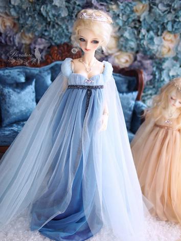 1/3 1/4 Clothes BJD Girl Blue/Champagne Dress for SD/MSD Ball-jointed Doll