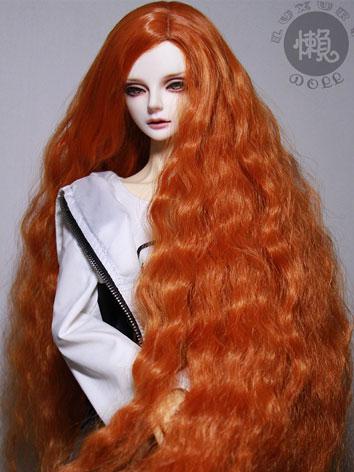 BJD Wig Girl/Boy Orange/Brown Long Curly Hair Wig for SD/MSD Size Ball-jointed Doll