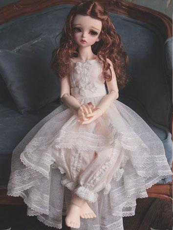 1/3 1/4 1/6 White Sundress +Here's Lullaby to Close Your Eyes+ for YSD/MSD/SD Size Ball-jointed Doll