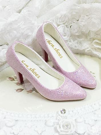 BJD 1/3 Shoes Girl Pink/Silver Highheels for SD Ball-jointed Doll