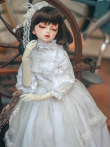 1/3 White Retro Dress +Glimmer Jasmine+ for SD Size Ball-jointed Doll