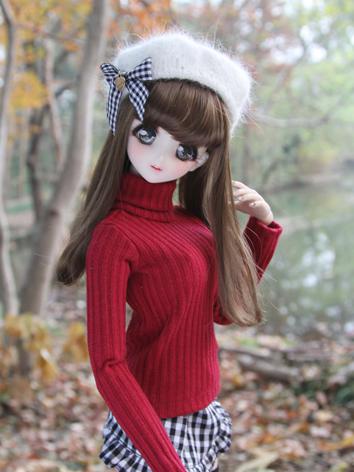 1/3 1/4 Girl Clothes Wine High-neck Sweater for SD/DD/MSD Size Ball-jointed Doll