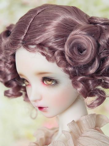 BJD Wig Female Brown/Purple Curly Hair Wig JW057 for SD/MSD/YSD Ball Jointed Doll