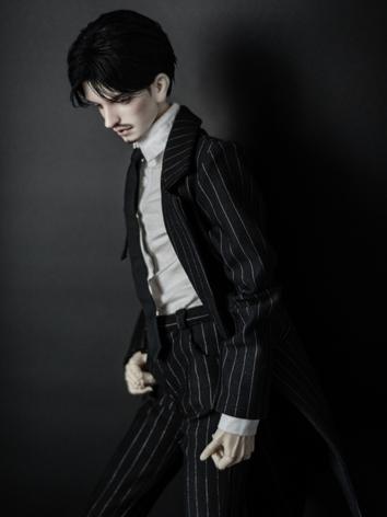 1/3 70cm Clothes Black Stripe Suit Overcoat+Trousers A206 for SD/70cm Size Ball-jointed Doll