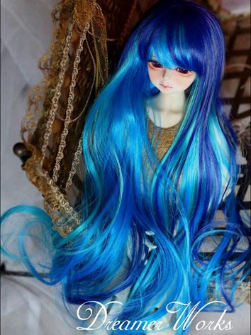 BJD Girl Mix Color Blue Wig for SD/MSD Size Ball-jointed Doll