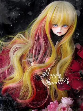 BJD Girl Mix Color Wig Curly Hair for SD/MSD Size Ball-jointed Doll