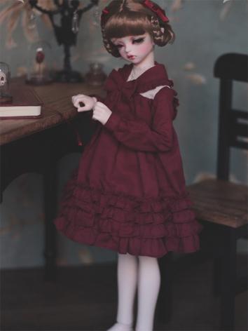 1/3 1/4 1/6 Dark Red Dress +Little Lady in the Morning Light+ for YSD/MSD/SD Size Ball-jointed Doll