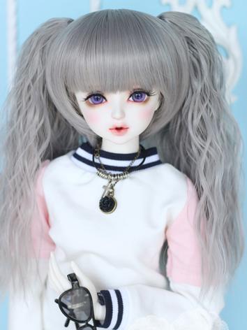 1/4 Wig Girl Gray Hair for SD/MSD Size Ball-jointed Doll