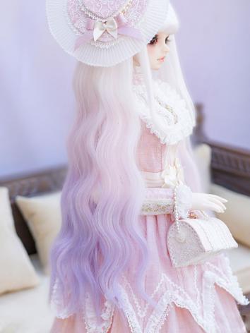 BJD Wig Girl White&Purple Gradiente Color Long Curly Hair Wig for SD/MSD Size Ball-jointed Doll