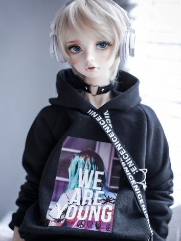 BJD Clothes Black Back Hooded T-shirt for SD/70CM Ball-jointed Doll