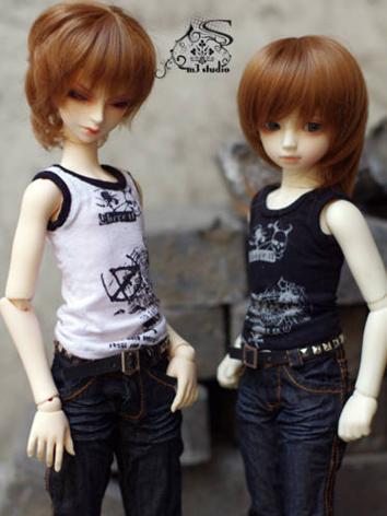 BJD Clothes Boy Black/White Steam Punk Style Skull Vest for 70cm/SD/MSD/YOSD size Ball-jointed Doll