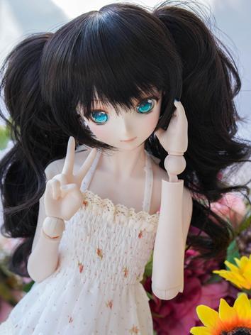 BJD Wig Girl Black Double Ponytails Hair for SD Size Ball-jointed Doll