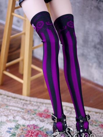 Bjd Socks Girl Lady Purple Printed High Stockings for SD Ball-jointed Doll