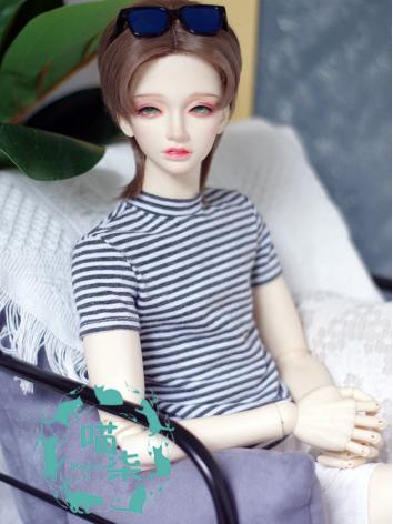 BJD Clothes Boy Black and White Stripe T-shirt for SD13/SD17  size Ball-jointed Dol