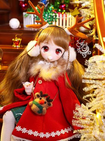 BJD Clothes Girl Red Coat Set for MDD/MSD Ball-jointed Doll