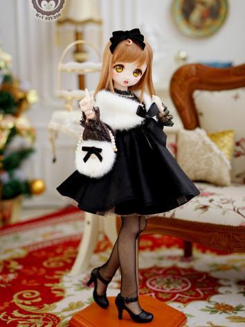 BJD Clothes Girl Black Coat Suit for MSD/MDD Size Ball-jointed Doll