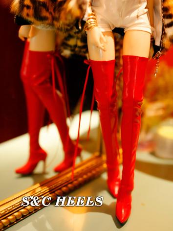 BJD 1/3 Shoes Girl Red Highheels Shoes for SD Size Ball-jointed Doll