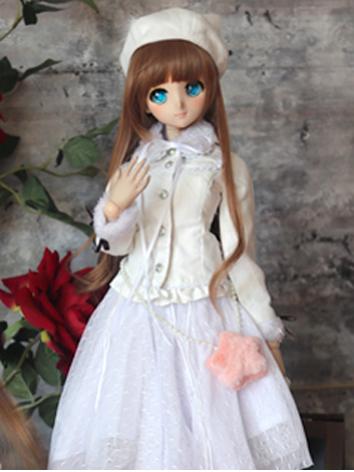 BJD Clothes Girl White Coat and Dress Suit for SD/DD Ball-jointed Doll