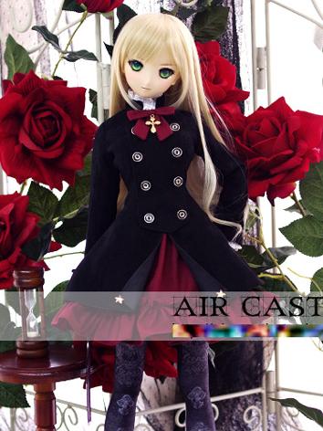 BJD Clothes Girl Black Coat and Dress Army Uniform Suit for SD/DD Ball-jointed Doll