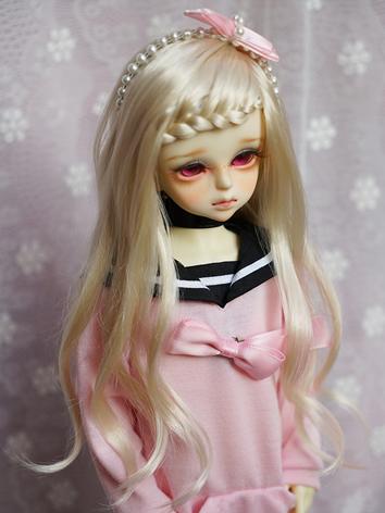 BJD Wig 1/3 1/4 Female Light gold Princess Hair Wig for SD/MSD Size Ball-jointed Doll