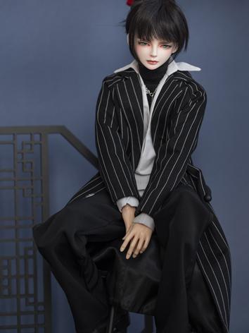 BJD Clothes Female/Male Black Long Coat and Trousers Suit Outfit for SD/POPO68/73CM/ID75 Size Ball-jointed Doll
