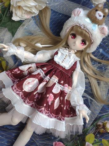 BJD Clothes Girl Red Dress Suit for MSD/MDD/DSD/YOSD Ball-jointed Doll