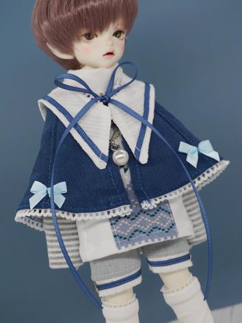 BJD Clothes Boy/Girl Cloak and Shorts Suit Blue&White Outfit for YOSD Size Ball-jointed Doll