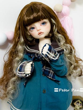 BJD Wig Girl Gold&Chocolate Wavy Hair for SD/MSD Size Ball-jointed Doll
