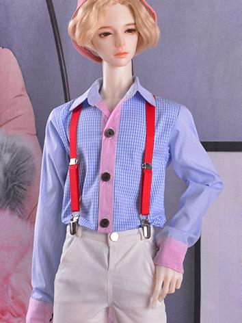 BJD Clothes Male Plaid Long-sleeved Top for MSD/SD/70cm/75cm Size Ball-jointed Doll