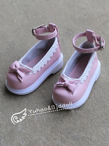 BJD Shoes Pink/White Bowkno...