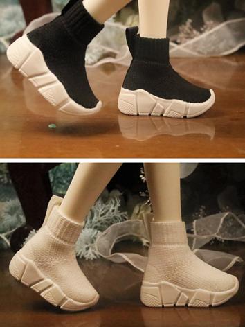 BJD Shoes White/Black Sock-...