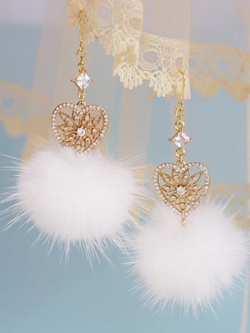 BJD Accessaries Plush Ball Heart/Snowflake Earrings X054 for SD/DD Size Ball-jointed Doll