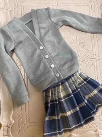 BJD Clothes Gray Cardigan and Skirt Suit for SD/DD/MSD Size Ball-jointed Doll