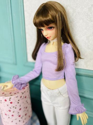 BJD Clothes Purple Top and White Cropped Pants Suit for SD/DD Size Ball-jointed Doll