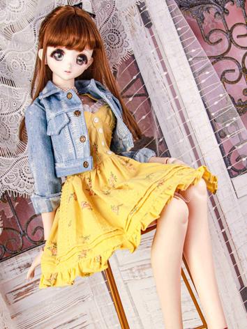 BJD Clothes Suspender Skirt and Denim Jacket for SD/DD/MSD Size Ball-jointed Doll