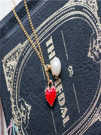 BJD Red Heart Pearl Necklac...