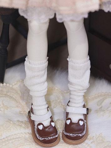 BJD Soft Soled Cat Head Single Button Small Leather Shoes for MSD YOSD Size Ball Jointed Doll