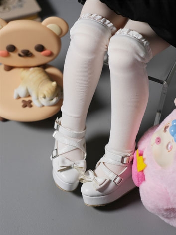 BJD Doll Shoes Muffin Bottom Leather Bow Buckle for MSD Size Ball Jointed Doll