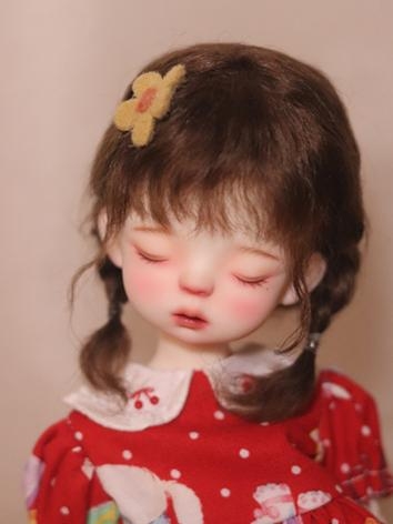 BJD Wig Mohair Brown Double Braids Hair for SD/MSD/YOSD Size Ball Jointed Doll