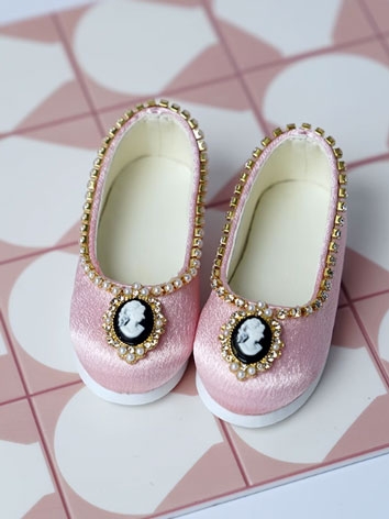 BJD Shoes Pink Flat Satin Shoes for MSD Size Ball-jointed Doll