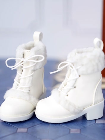 BJD Shoes White Fur Boots Shoes for MSD Size Ball-jointed Doll