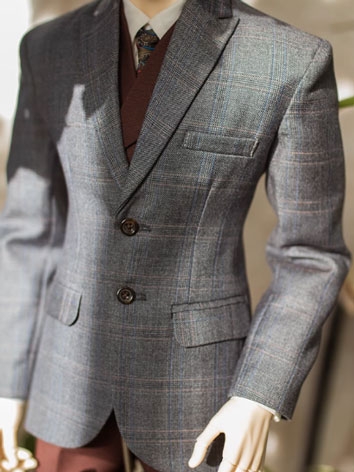 BJD Clothes Gray Plaid Suit...