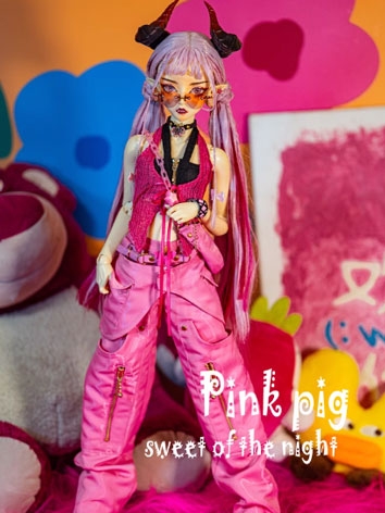BJD Clothes Pink Pig Suit f...