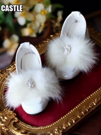 BJD Shoes Fur Kitten Heels Shoes for SD/DD Size Ball-jointed Doll