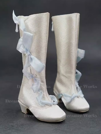 BJD Shoes Ribbon Beads Decoration Long Boots for MSD Ball-jointed Doll