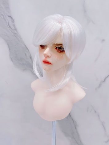 BJD Wig Male Moon White Soft Wolf Tail Wig for SD MSD YOSD Size Ball-jointed Doll