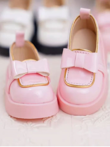 BJD Shoes White Pink Bowknot Thick Sole Shoes for MSD YOSD Size Ball-jointed Doll