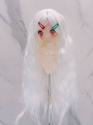 BJD Wig Female White Soft Long Curly Wig for SD MSD YOSD Size Ball-jointed Doll