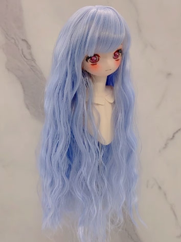 BJD Wig Female Soft Blue Long Curly Wig for SD MSD YOSD Size Ball-jointed Doll