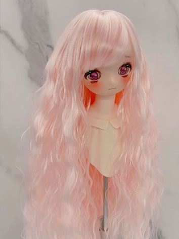 BJD Wig Female Soft Pink Long Curly Wig for SD MSD YOSD Size Ball-jointed Doll